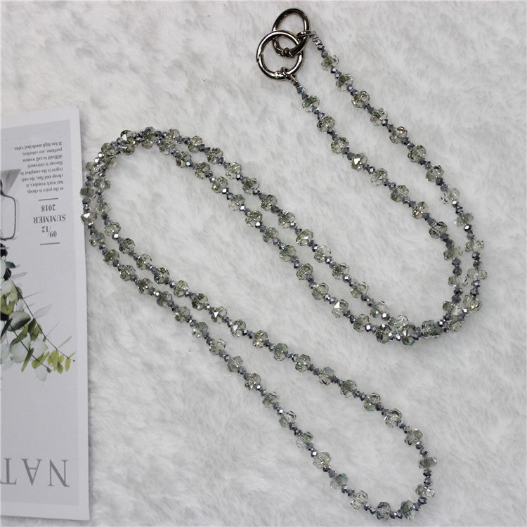 Mobile Phone Lanyard Wheel Crystal Beads Crossbody Phone Beads Strap with Tether Tab, Total Length: 120cm - Style 4