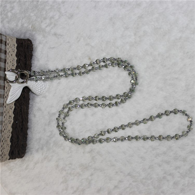 Mobile Phone Lanyard Wheel Crystal Beads Crossbody Phone Beads Strap with Tether Tab, Total Length: 120cm - Style 4