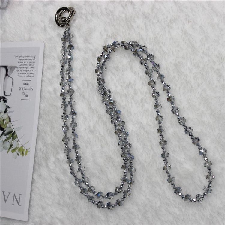 Mobile Phone Lanyard Wheel Crystal Beads Crossbody Phone Beads Strap with Tether Tab, Total Length: 120cm - Style 5