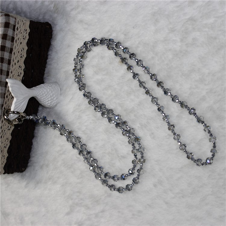 Mobile Phone Lanyard Wheel Crystal Beads Crossbody Phone Beads Strap with Tether Tab, Total Length: 120cm - Style 5