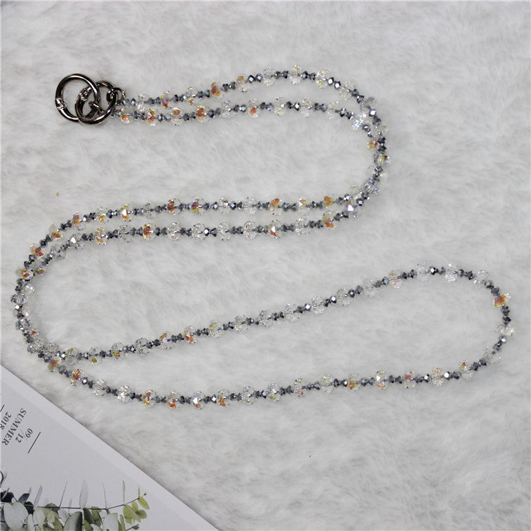 Mobile Phone Lanyard Wheel Crystal Beads Crossbody Phone Beads Strap with Tether Tab, Total Length: 120cm - Style 6