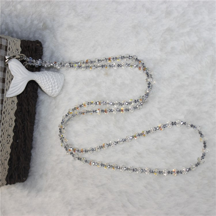 Mobile Phone Lanyard Wheel Crystal Beads Crossbody Phone Beads Strap with Tether Tab, Total Length: 120cm - Style 6