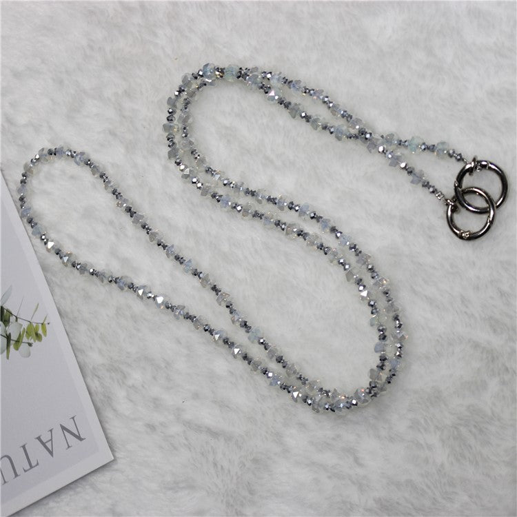 Mobile Phone Lanyard Wheel Crystal Beads Crossbody Phone Beads Strap with Tether Tab, Total Length: 120cm - Style 7