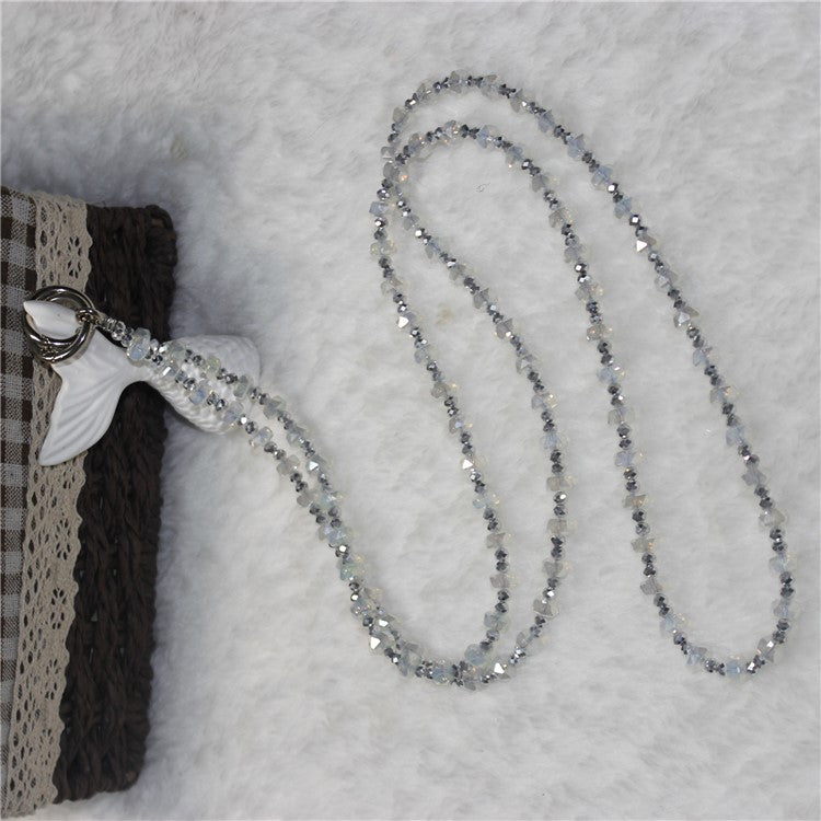 Mobile Phone Lanyard Wheel Crystal Beads Crossbody Phone Beads Strap with Tether Tab, Total Length: 120cm - Style 7