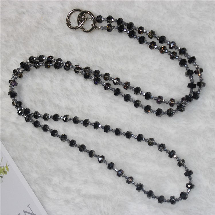 Mobile Phone Lanyard Wheel Crystal Beads Crossbody Phone Beads Strap with Tether Tab, Total Length: 120cm - Style 8