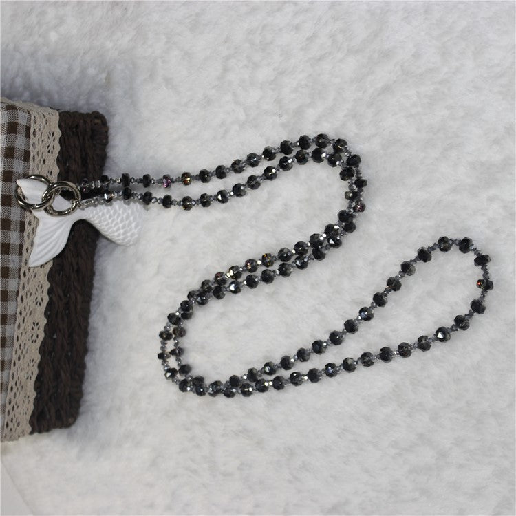 Mobile Phone Lanyard Wheel Crystal Beads Crossbody Phone Beads Strap with Tether Tab, Total Length: 120cm - Style 8