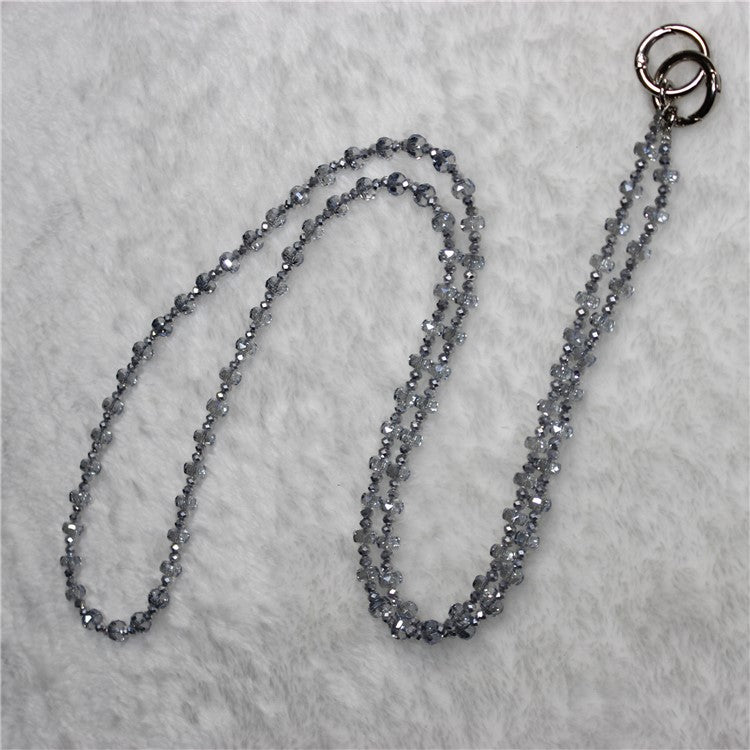 Mobile Phone Lanyard Wheel Crystal Beads Crossbody Phone Beads Strap with Tether Tab, Total Length: 120cm - Style 9