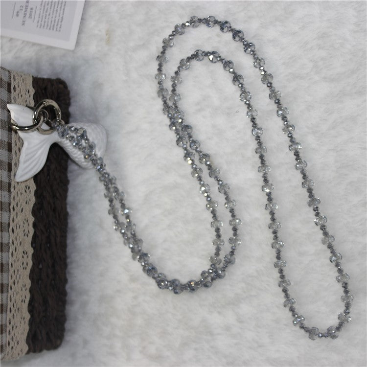 Mobile Phone Lanyard Wheel Crystal Beads Crossbody Phone Beads Strap with Tether Tab, Total Length: 120cm - Style 9