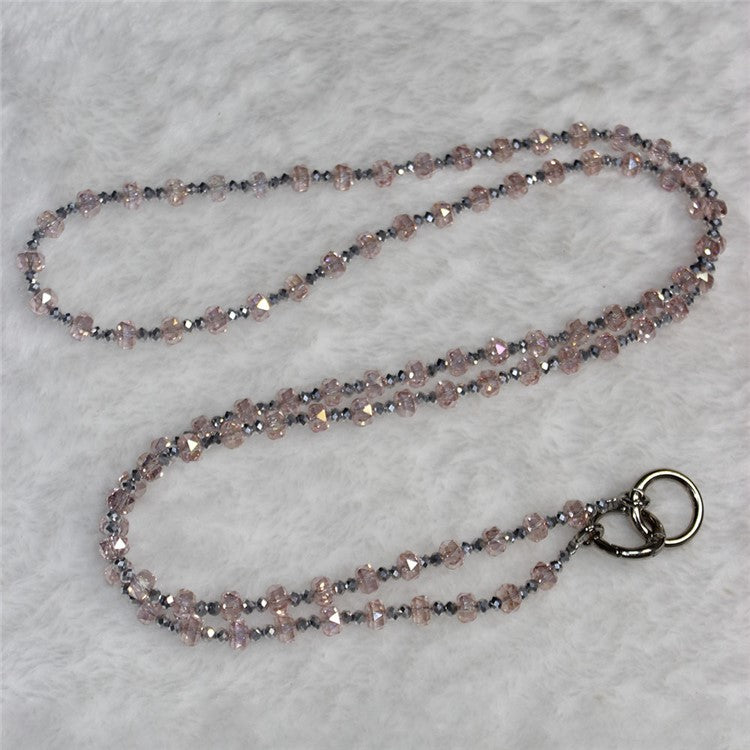 Mobile Phone Lanyard Wheel Crystal Beads Crossbody Phone Beads Strap with Tether Tab, Total Length: 120cm - Style 10