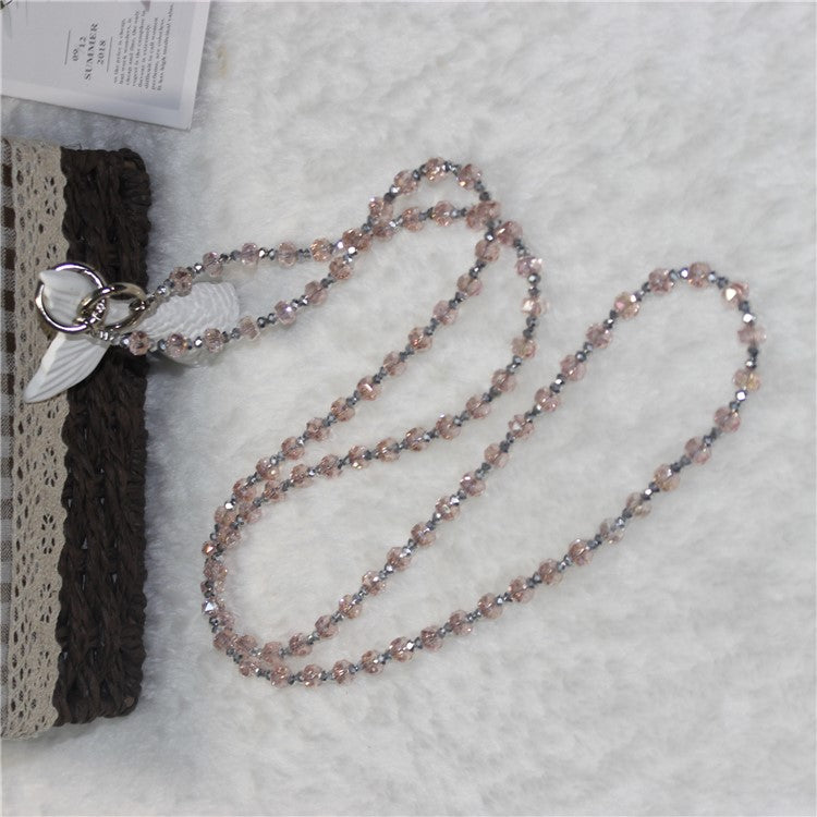 Mobile Phone Lanyard Wheel Crystal Beads Crossbody Phone Beads Strap with Tether Tab, Total Length: 120cm - Style 10