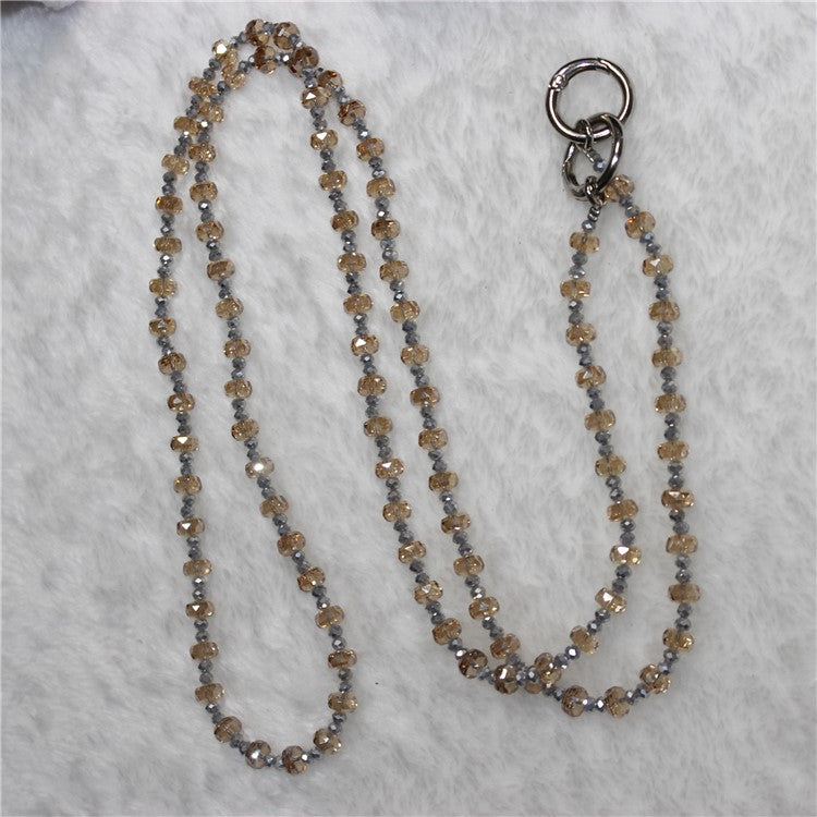 Mobile Phone Lanyard Wheel Crystal Beads Crossbody Phone Beads Strap with Tether Tab, Total Length: 120cm - Style 11