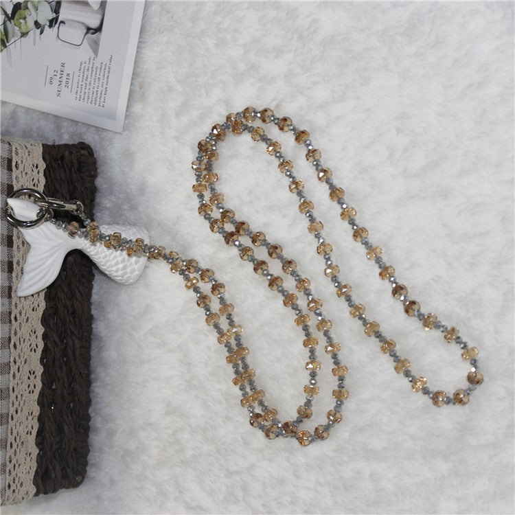 Mobile Phone Lanyard Wheel Crystal Beads Crossbody Phone Beads Strap with Tether Tab, Total Length: 120cm - Style 11