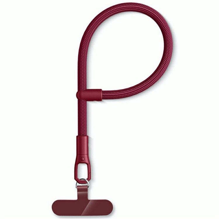 7mm Adjustable Wrist Strap Polyester Phone Lanyard with Tether Tab - Wine Red