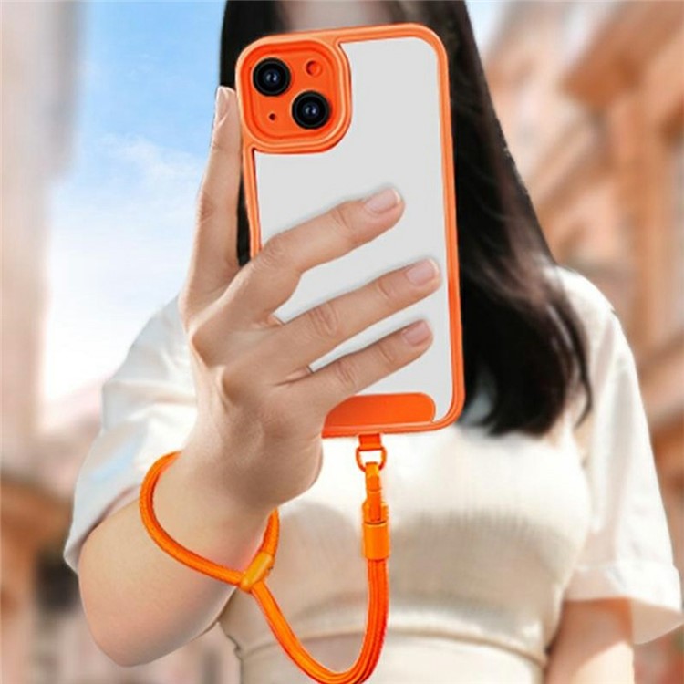 7mm Adjustable Wrist Strap Polyester Phone Lanyard with Tether Tab - Orange