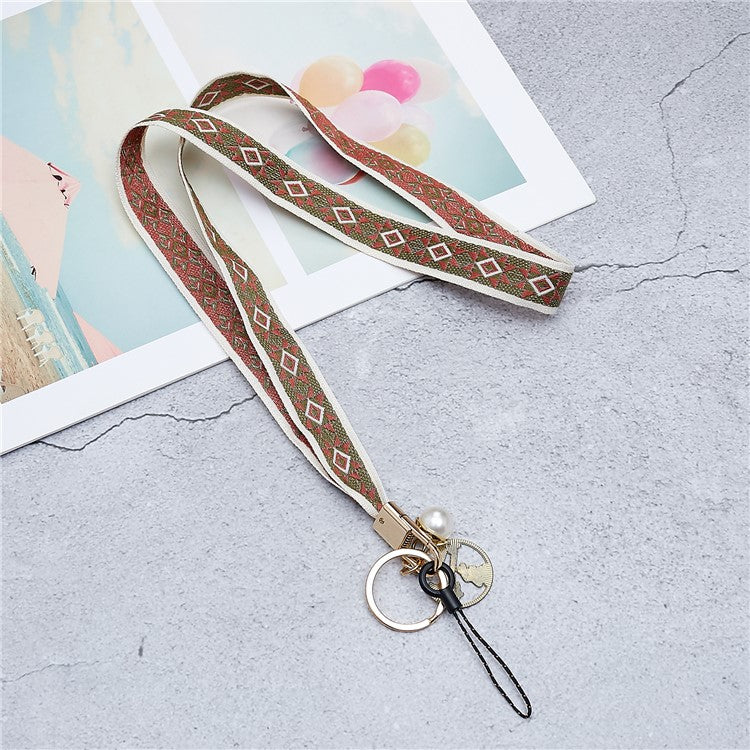 Totem Series Phone Lanyard 80cm Crossbody Neck Strap Vintage Pendant Universal Mobile Phone Lanyard - Green