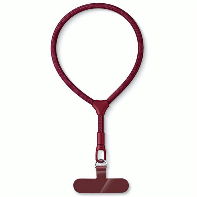 7mm Adjustable Ring Wrist Strap Polyester Phone Lanyard with Tether Tab - Wine Red