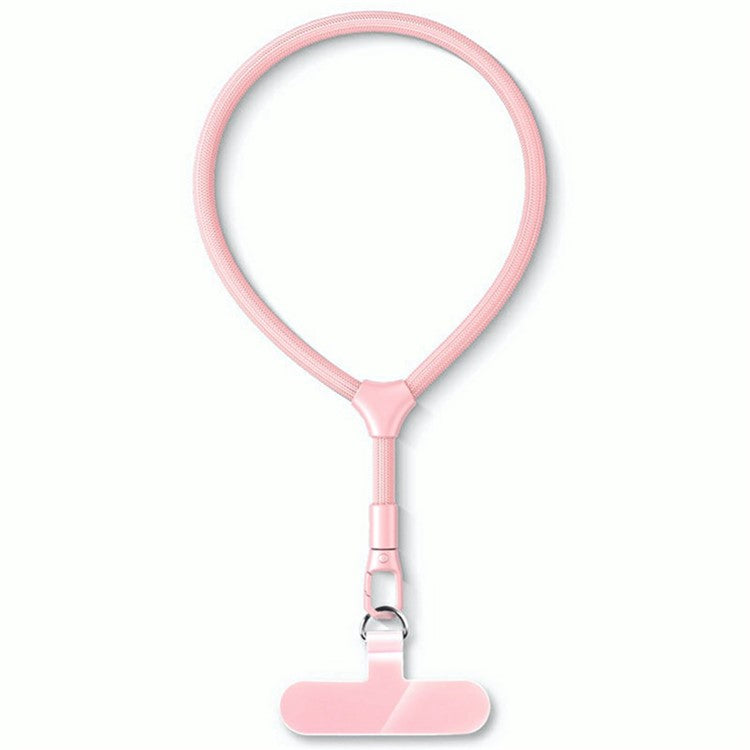 7mm Adjustable Ring Wrist Strap Polyester Phone Lanyard with Tether Tab - Light Pink