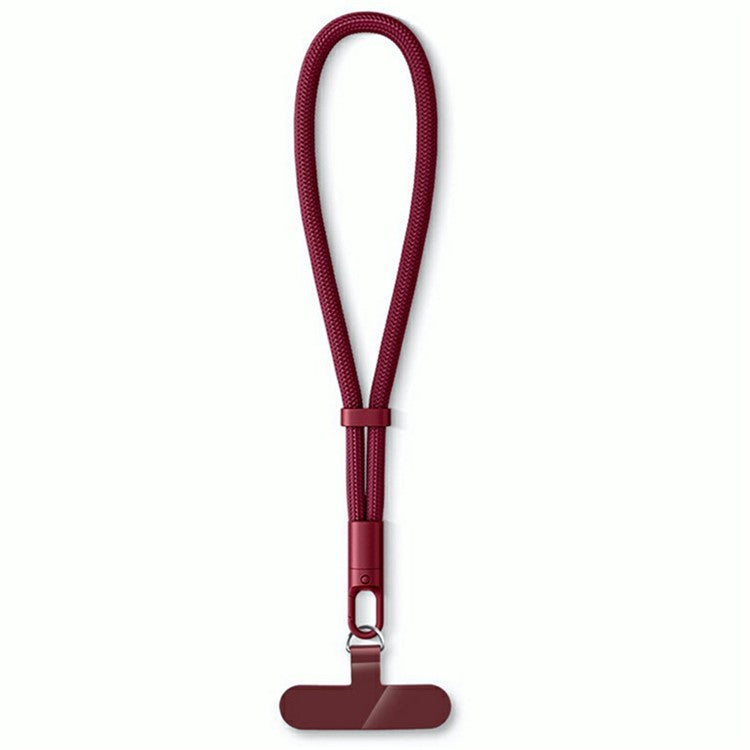 7mm Adjustable Wrist Strap Self-Locking Phone Lanyard with Tether Tab, 360-Degree Rotating Hook - Wine Red