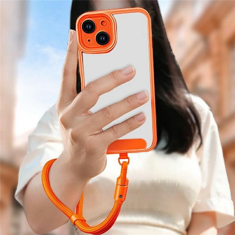 7mm Adjustable Wrist Strap Self-Locking Phone Lanyard with Tether Tab, 360-Degree Rotating Hook - Orange