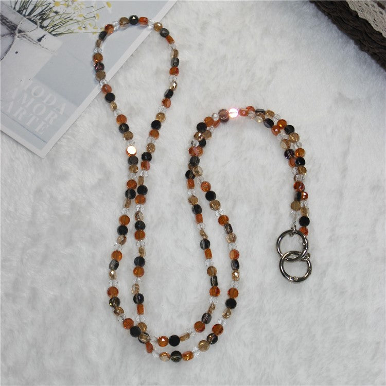 120cm Phone Charm Strap Crystal Beads Shoulder Strap Lanyard with Tether Tab - Style A