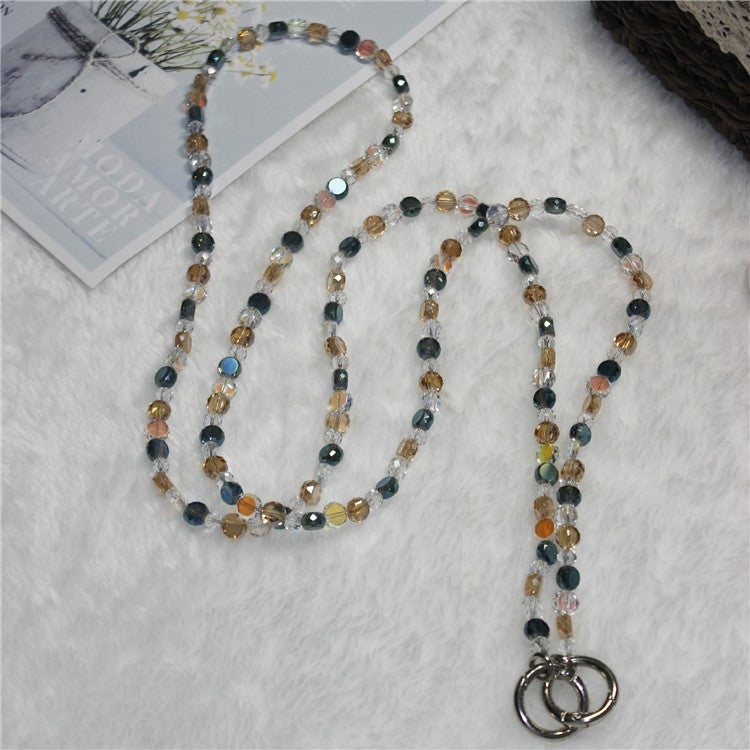 120cm Phone Charm Strap Crystal Beads Shoulder Strap Lanyard with Tether Tab - Style B