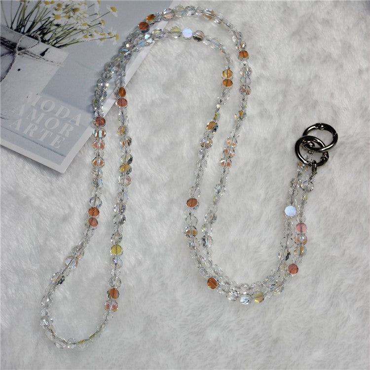 120cm Phone Charm Strap Crystal Beads Shoulder Strap Lanyard with Tether Tab - Style C