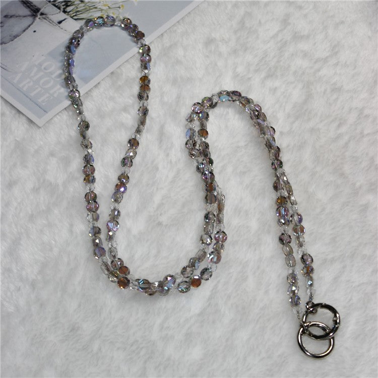 120cm Phone Charm Strap Crystal Beads Shoulder Strap Lanyard with Tether Tab - Style E