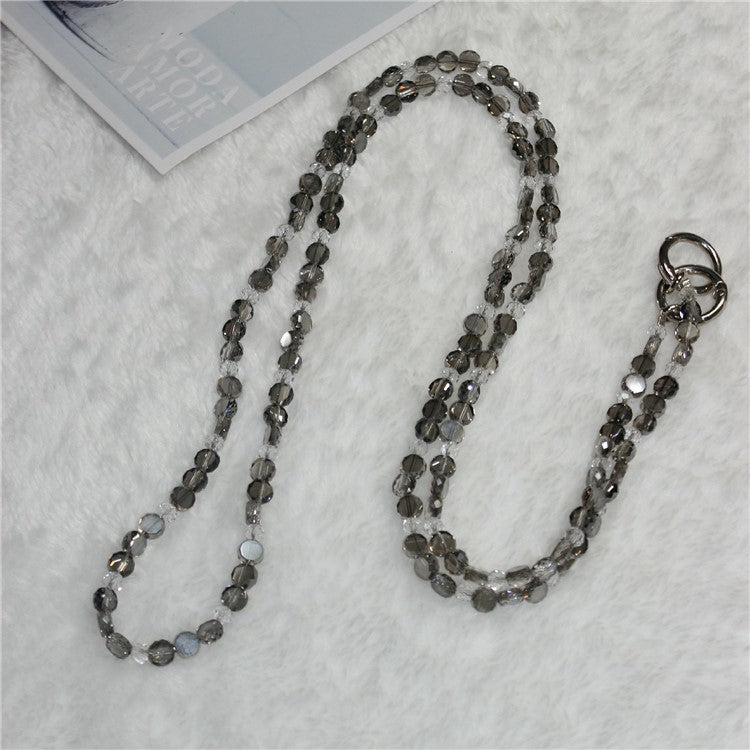 120cm Phone Charm Strap Crystal Beads Shoulder Strap Lanyard with Tether Tab - Style F