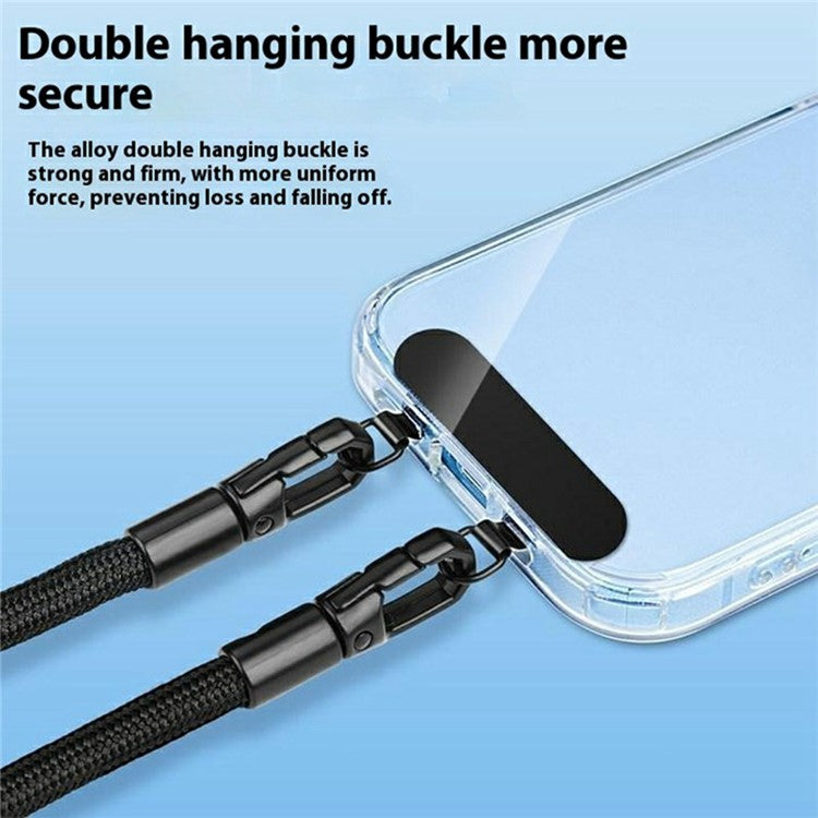 30cm Double Buckle Wrist Strap with Tether Tab, Anti-Loss Drop Protection Cell Phone Lanyard - Black