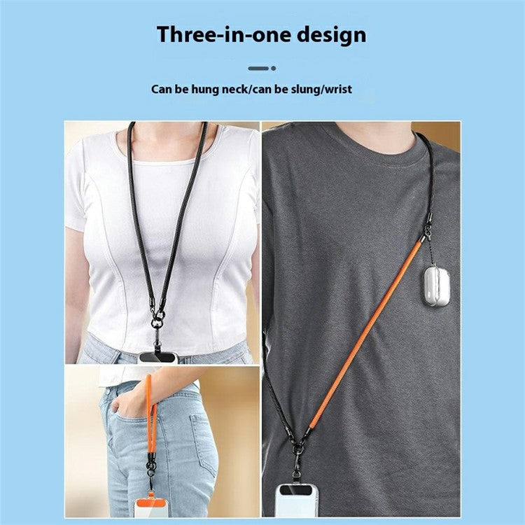 3-in-1 Multi-Functional Detachable Phone Lanyard with Tether Tab, Anti-Loss Phone Crossbody Strap - Black