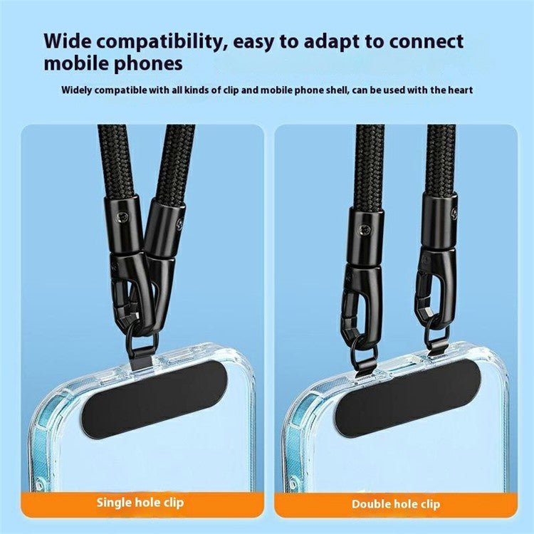 90mm Neck Strap with Tether Tab, Anti-Loss Drop Protection Double Buckle Cell Phone Long Lanyard - Sapphire