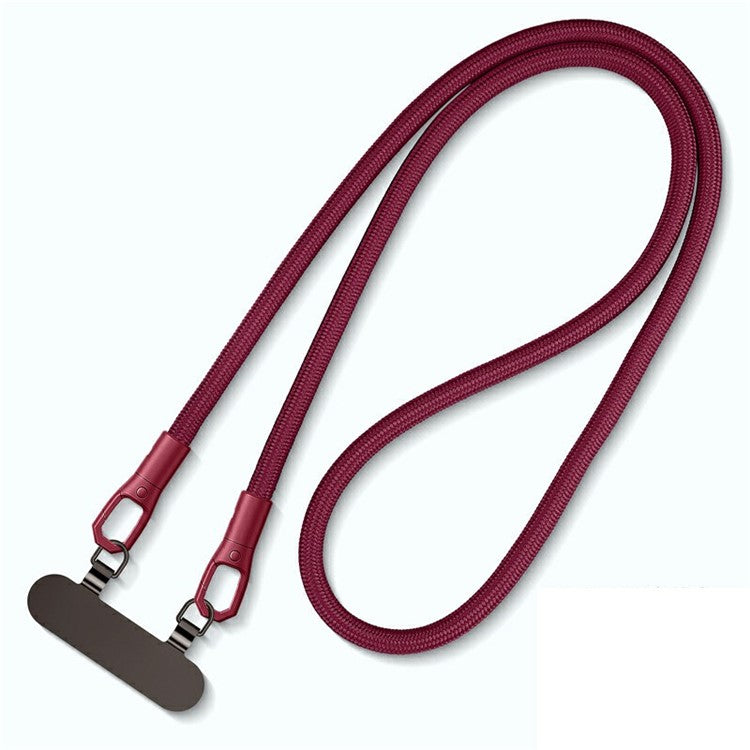 90mm Neck Strap with Tether Tab, Anti-Loss Drop Protection Double Buckle Cell Phone Long Lanyard - Wine Red