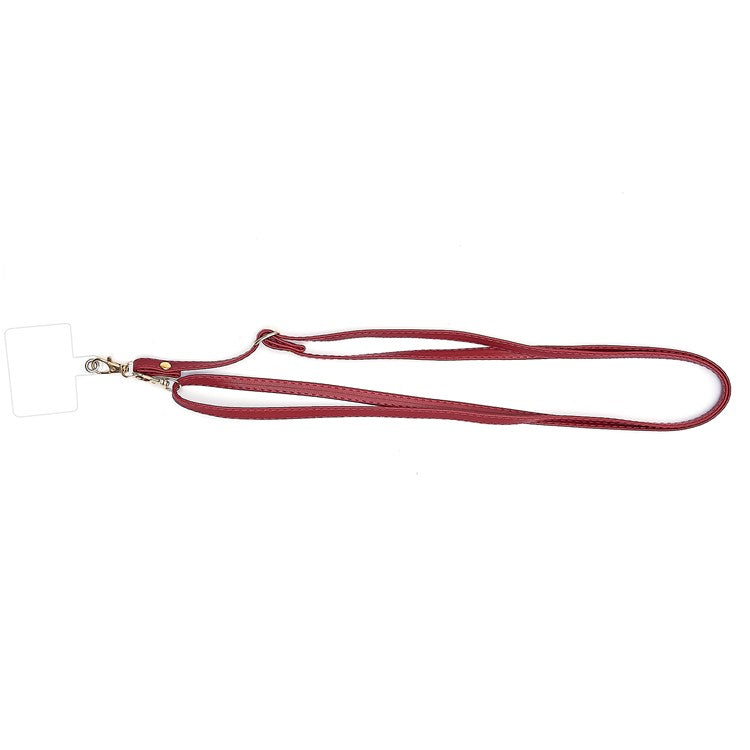 Universal Cell Phone Lanyard Adjustable PU Leather Neck Lanyard Crossbody Neck Strap Wrist Strap with Transparent Pad - Wine Red