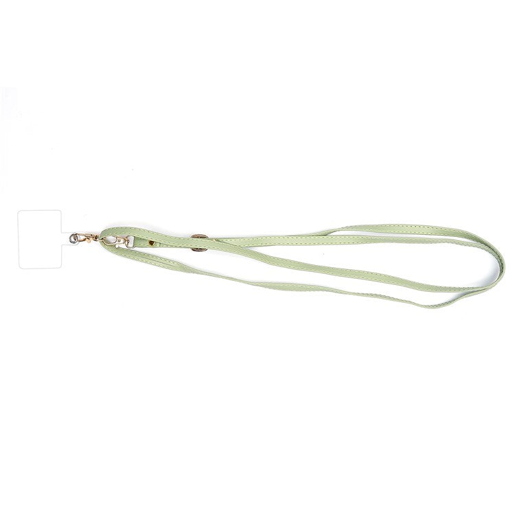 Universal Cell Phone Lanyard Adjustable PU Leather Neck Lanyard Crossbody Neck Strap Wrist Strap with Transparent Pad - Light Green