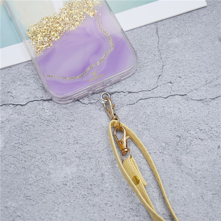 Universal Cell Phone Lanyard Adjustable PU Leather Neck Lanyard Crossbody Neck Strap Wrist Strap with Transparent Pad - Yellow