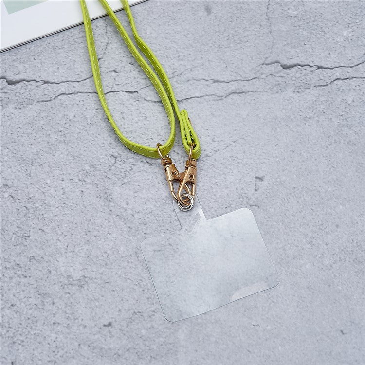 Universal Cell Phone Lanyard Adjustable PU Leather Neck Lanyard Crossbody Neck Strap Wrist Strap with Transparent Pad - Green