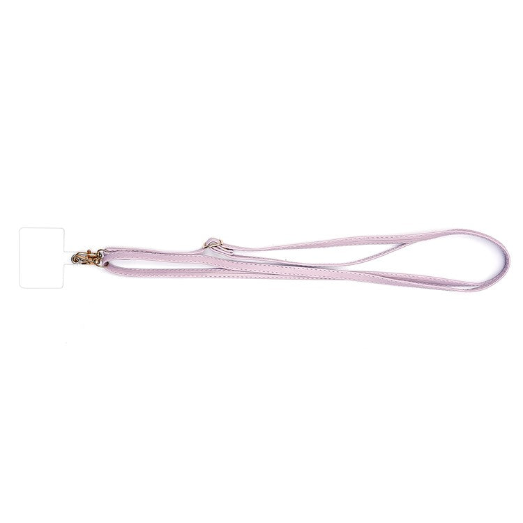 Universal Cell Phone Lanyard Adjustable PU Leather Neck Lanyard Crossbody Neck Strap Wrist Strap with Transparent Pad - Purple