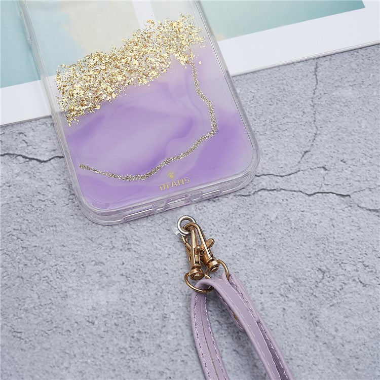 Universal Cell Phone Lanyard Adjustable PU Leather Neck Lanyard Crossbody Neck Strap Wrist Strap with Transparent Pad - Purple