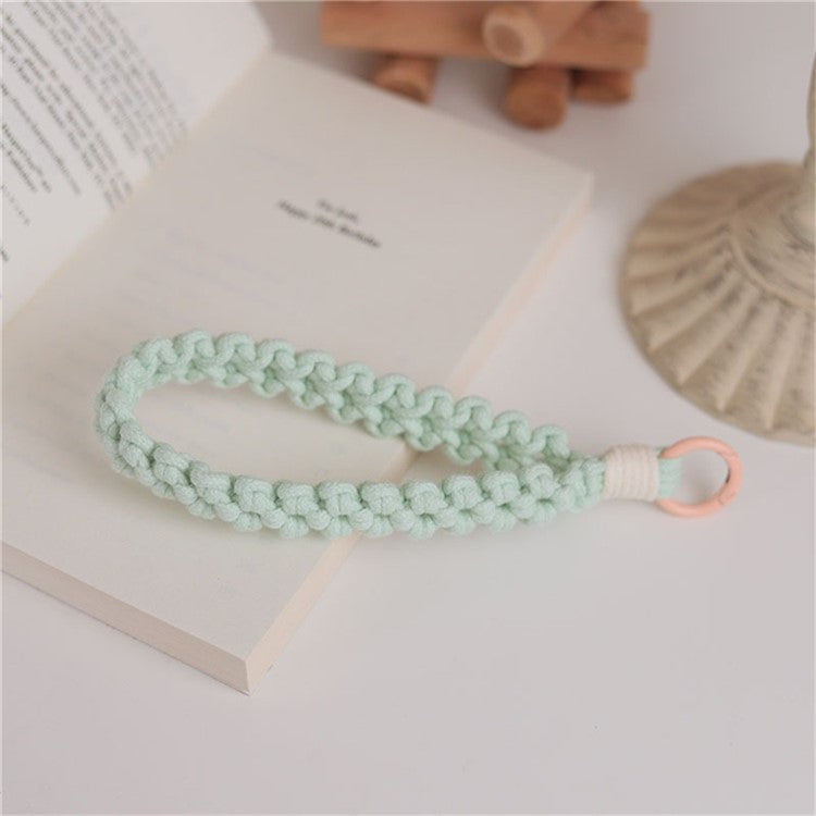 Q-058 Phone Wrist Strap Hand-Woven Wristlet Bracelet Keychain Cell Phone Lanyard - Light Green