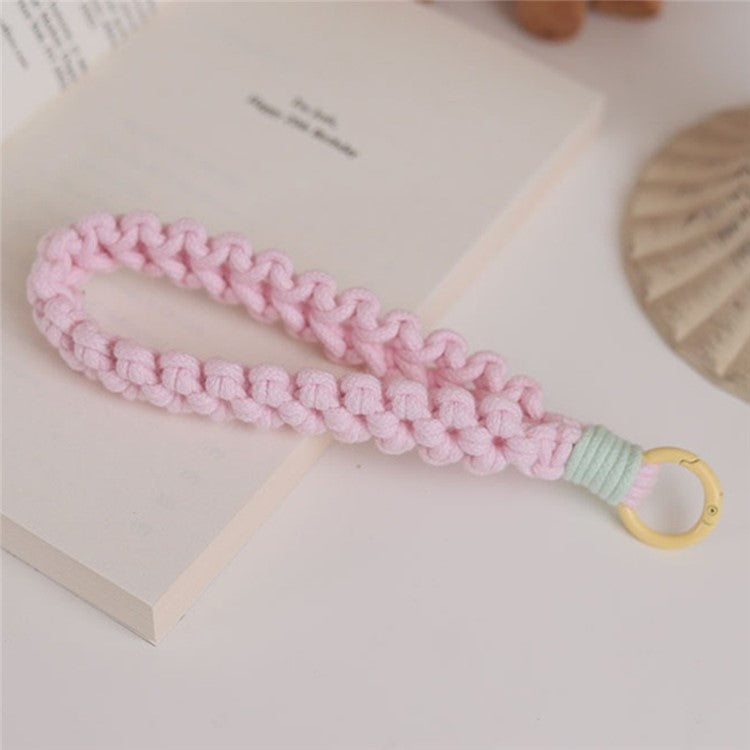 Q-058 Phone Wrist Strap Hand-Woven Wristlet Bracelet Keychain Cell Phone Lanyard - Light Pink