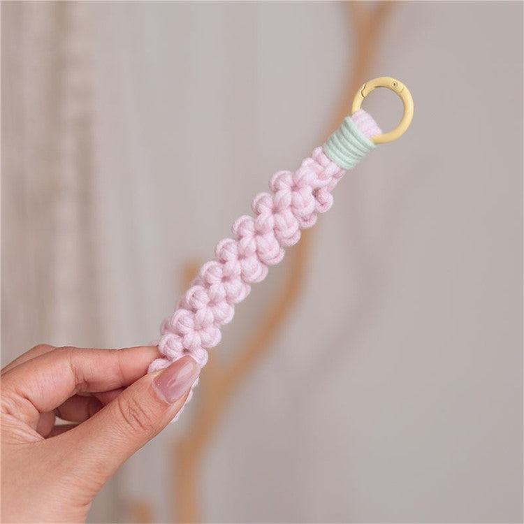 Q-058 Phone Wrist Strap Hand-Woven Wristlet Bracelet Keychain Cell Phone Lanyard - Light Pink