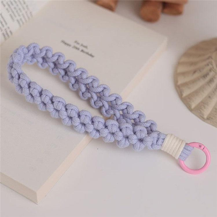 Q-058 Phone Wrist Strap Hand-Woven Wristlet Bracelet Keychain Cell Phone Lanyard - Light Purple