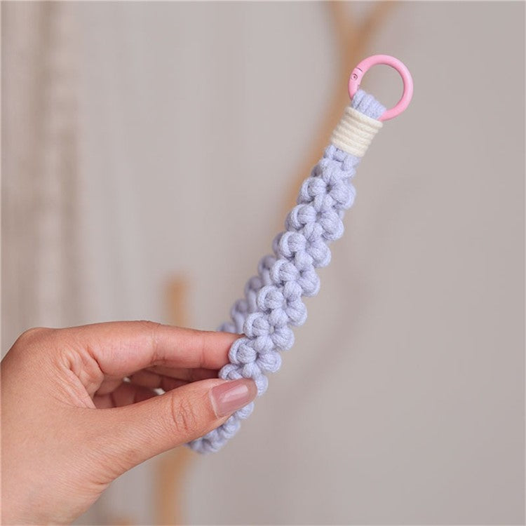 Q-058 Phone Wrist Strap Hand-Woven Wristlet Bracelet Keychain Cell Phone Lanyard - Light Purple