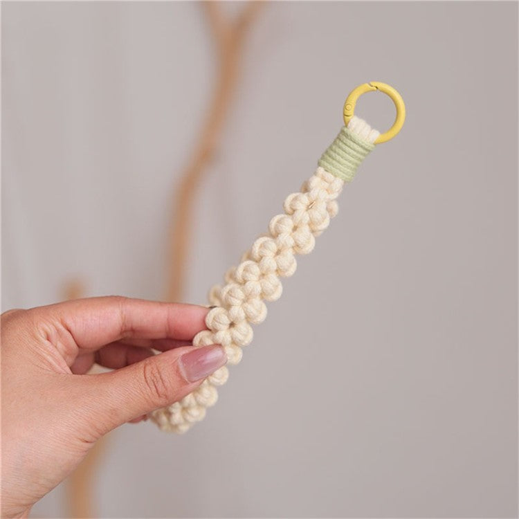 Q-058 Phone Wrist Strap Hand-Woven Wristlet Bracelet Keychain Cell Phone Lanyard - Light Yellow