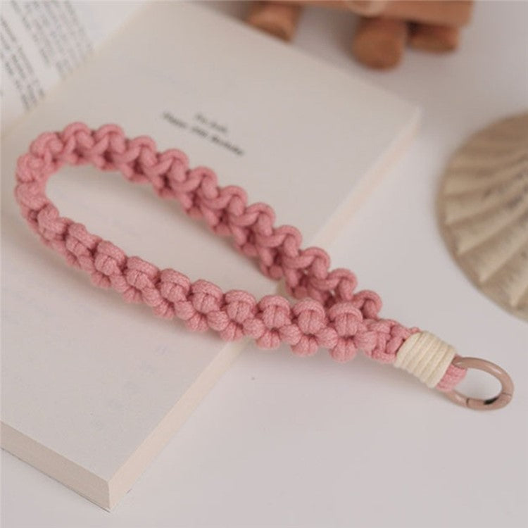 Q-058 Phone Wrist Strap Hand-Woven Wristlet Bracelet Keychain Cell Phone Lanyard - Pink