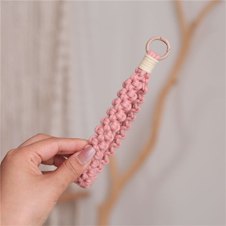 Q-058 Phone Wrist Strap Hand-Woven Wristlet Bracelet Keychain Cell Phone Lanyard - Pink