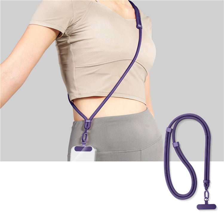 Adjustable Crossbody Neck Strap Phone Lanyard with Metal Tether Tab, Anti-Loss, Drop Protection - Dark Purple