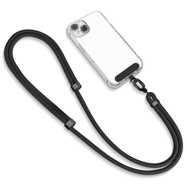 Adjustable Crossbody Neck Strap Phone Lanyard with Metal Tether Tab, Anti-Loss, Drop Protection - Black