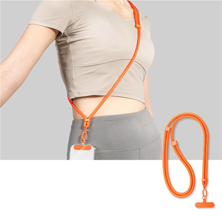 Adjustable Crossbody Neck Strap Phone Lanyard with Metal Tether Tab, Anti-Loss, Drop Protection - Orange