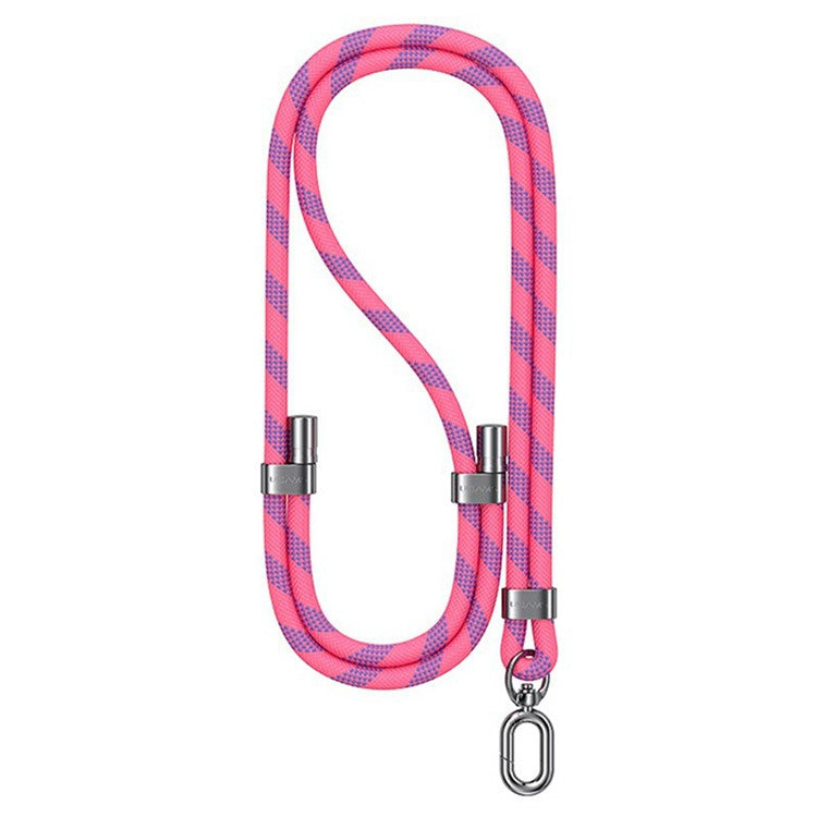 USAMS ZB316 Phone Lanyard Crossbody Polyester Adjustable Neck Strap with Tether Tab, Total Length: 160cm - Pink